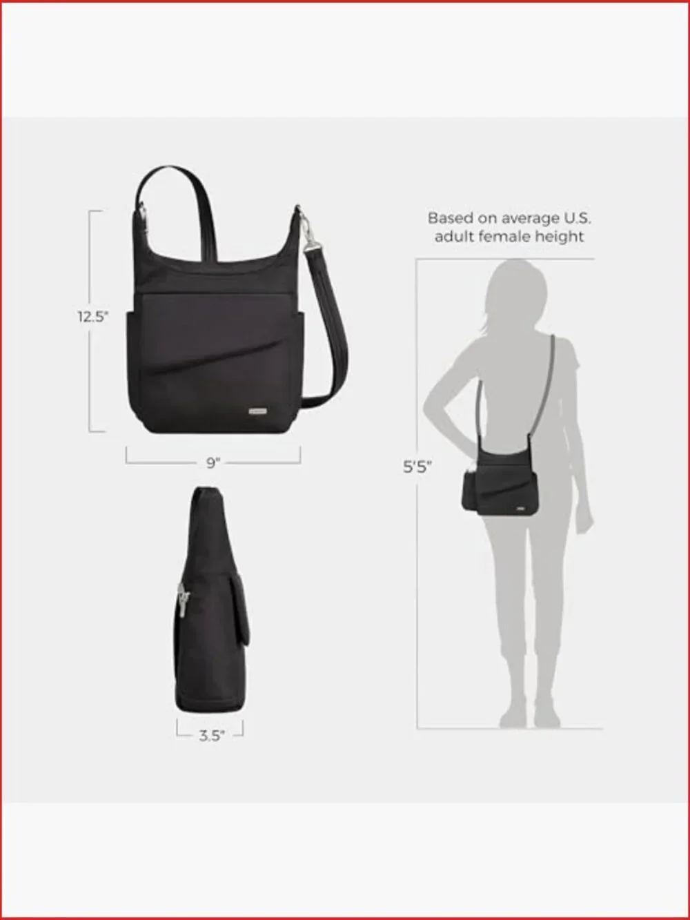 Anti-Theft Messenger Bag with RFID Blocking, Locking Zippers